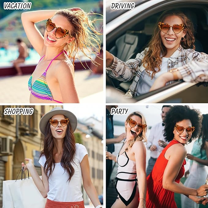 12 Pack Bachelorette Sunglasses Heart Shaped Sunglasses Vintage Heart Glasses for Women Wedding Party Decor