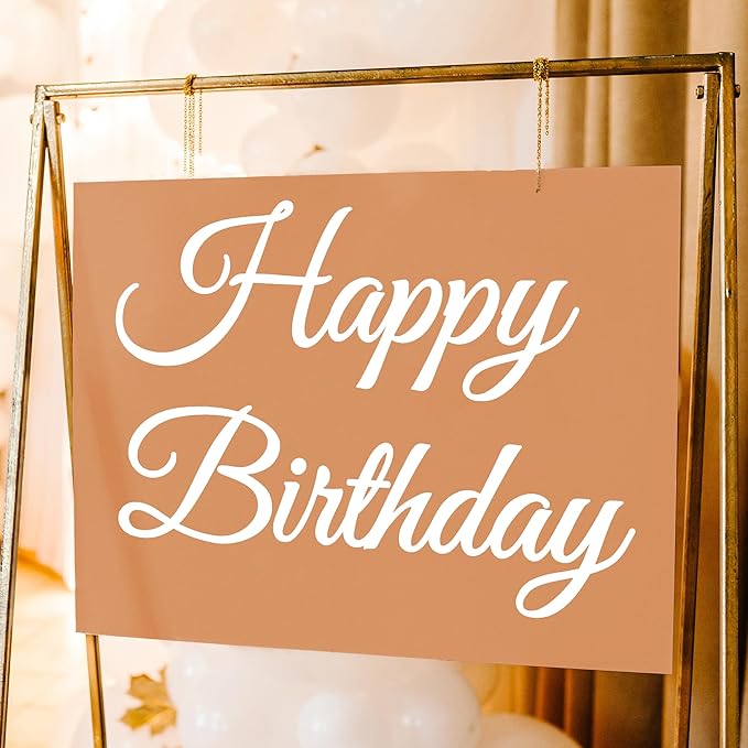 EGD Happy Birthday Backdrop Vinyl Decal | Wall Sticker for Party & Event Decorations | Birthday Celebration Lettering for Backdrops & Posters | One Size – 25" Wide | White Text (B. Happy Birthday)