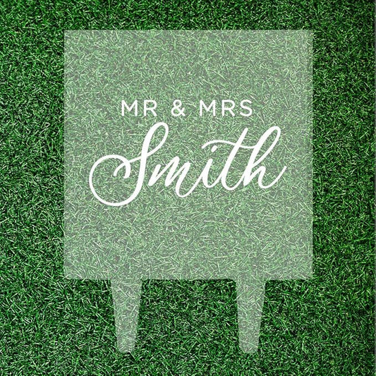 Andaz Press Mr. & Mrs. Custom Last Name Modern Custom Wedding Cake Topper, Acrylic Square Personalized Couple Cake Topper