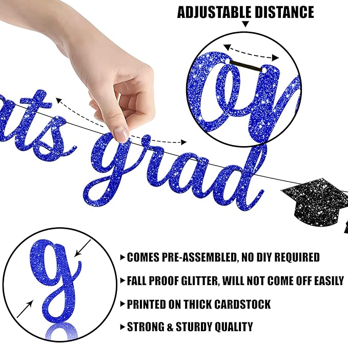 KatchOn, Glitter Congrats Grad Banner - 10 Feet, Pre-Strung | Grad Garland Class of 2025 | Congratulations Graduate Banners 2025 | Graduation Party Decorations | Graduation Decorations 2025