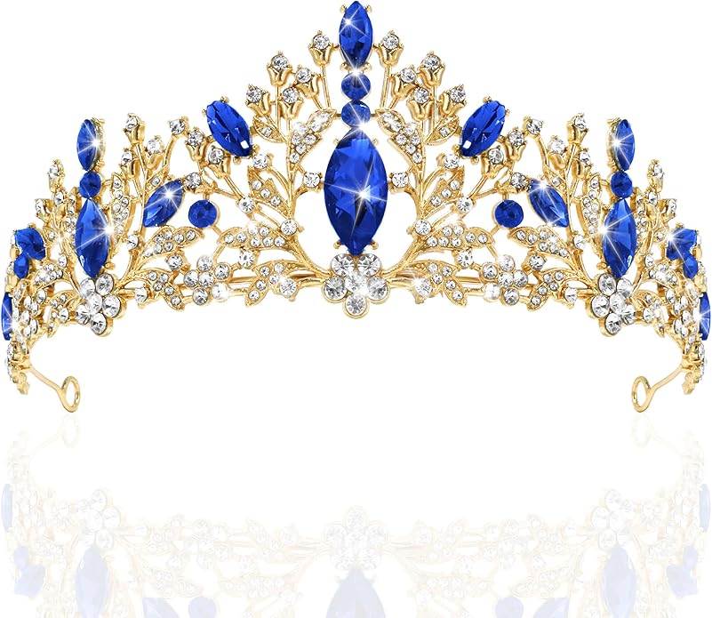 TAROSE Crowns for Women and Girls, Queen Crystal Gold Silver Tiaras with White Rhinestone and Combs, Goddess Crown for Wedding Bride Birthday Princess Bridal Shower Hair Accessories for Women