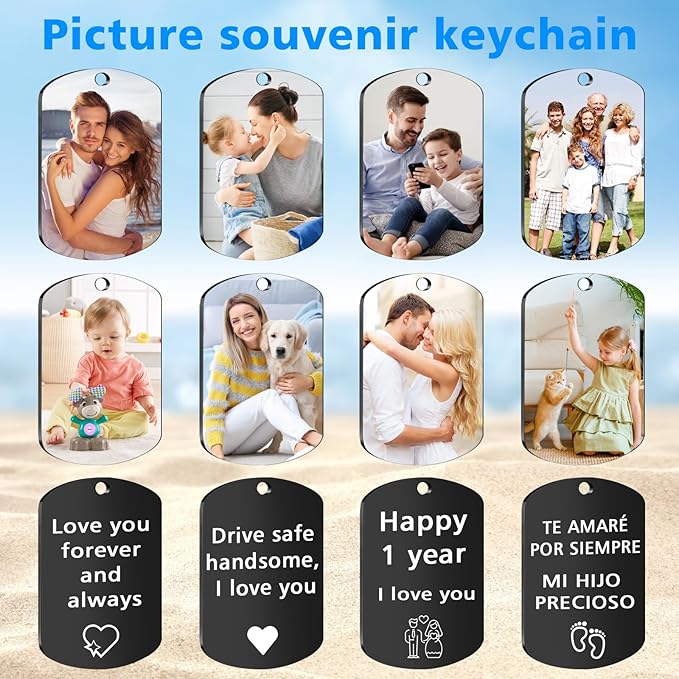 Double Side Custom Keychain with Picture Personalized Engraving Photo Text Customized Gifts for Men Women