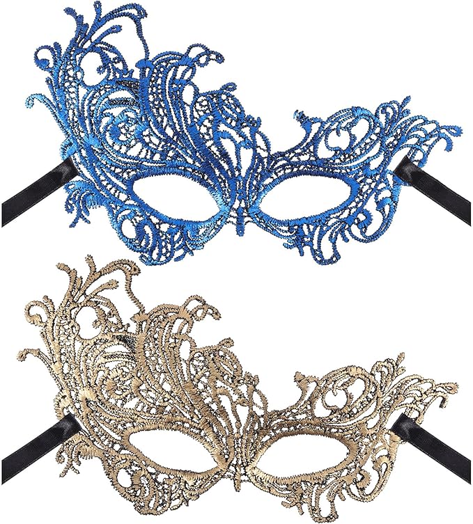 JOVITEC 6 Pieces Masquerade Mask for Women Halloween Lace Multicolored Venetian Mask for Carnival Mardi Gras Evening Prom