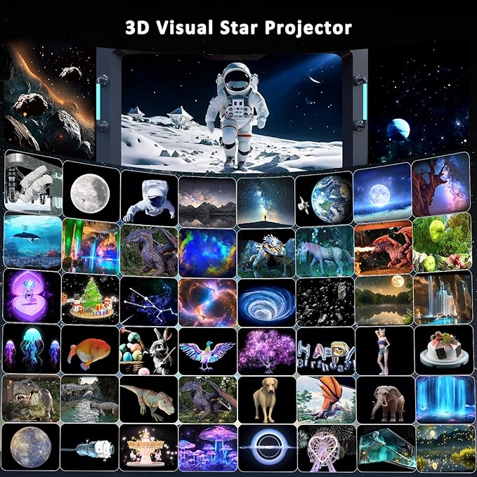 3D Theme Projector, HD Naked-Eye 3D Starry Sky Projector, Theme Dynamic Night Light, Includes Remote Control, Timer Function, and Bluetooth Speaker. Ideal for Home Decor and Leisure Entertainment.