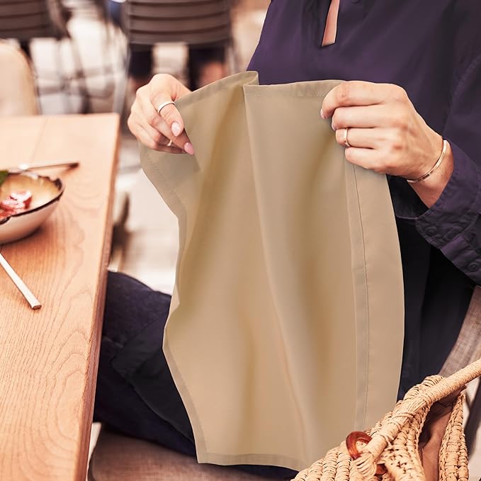 Utopia Home [24 Pack, Beige] Cloth Napkins 20x20 Inches, 100% Polyester Hemmed Edges, Washable and Reusable Ideal for Parties, Weddings and Dinners