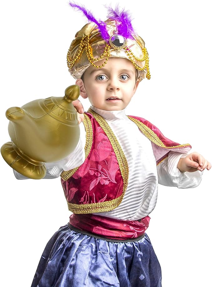 Skeleteen Arabian Genie Oil Lamp - Aladdin's Gold Magic Genie Lamp Costume Accessory - 1 Piece