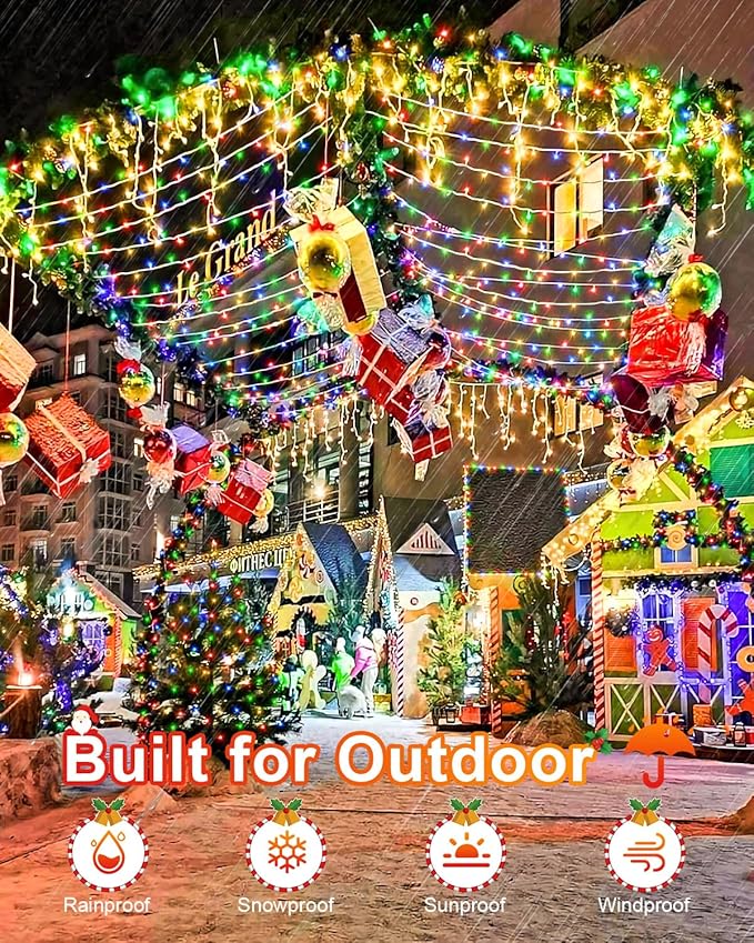 LED Christmas Lights, Extra Long Outdoor String Lights Waterproof, Timer & Memory, 8 Modes Dimmable Plug in Fairy for Outside Tree Wedding Patry (Multicolor, Total 710FT 1800 LED)
