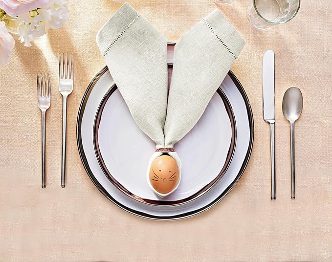 Ruvanti Premium Linen Napkins Set of 4-20x20 Inch, Classic Hemstitch, Mitered Corner Cloth Napkins ‎‎- Soft, Elegant Dinner Napkins Cloth Washable for Weddings, Parties, Everyday Use - Ivory