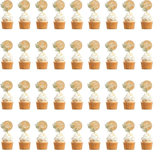 36 PCS Engagement Party Cupcake Toppers She Said Yes Cake Cupcake Decorations in Wood