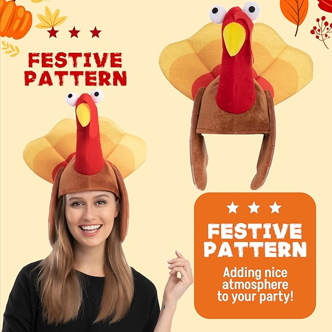 JOYIN 2 PCS Silly Thanksgiving Turkey Cap, Novelty Hats for Thanksgiving Night Event Dress-up Party, Costume Hats for Role Play Carnival Cosplay, Decoration & Accessories
