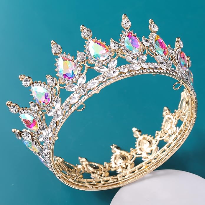 FORSEVEN Queen Crown Rhinestone Wedding Crowns and Tiaras for Women Costume Party Hair Accessories Princess Birthday Crown Crystal Bridal Crown Halloween Decorations Headband