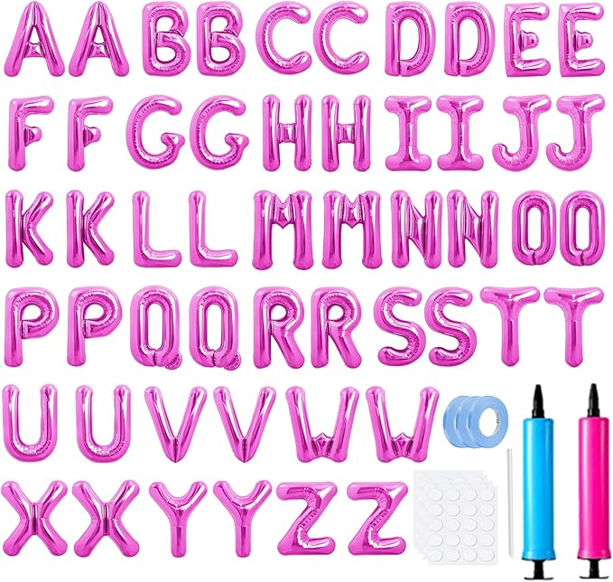LIOZEOKUN Letter Balloons 16 Inch Alphabet A-Z Mylar Foil Balloons 2 Set for Wedding Birthday Party Decoration Banner Custom Phrase 52 Pcs