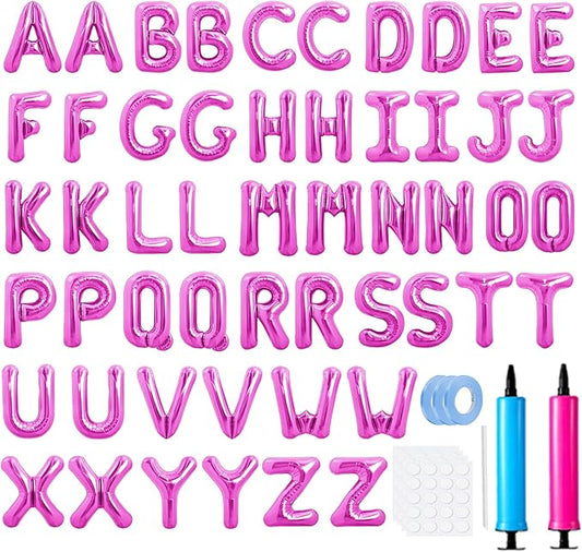 LIOZEOKUN Letter Balloons 16 Inch Alphabet A-Z Mylar Foil Balloons 2 Set for Wedding Birthday Party Decoration Banner Custom Phrase 52 Pcs