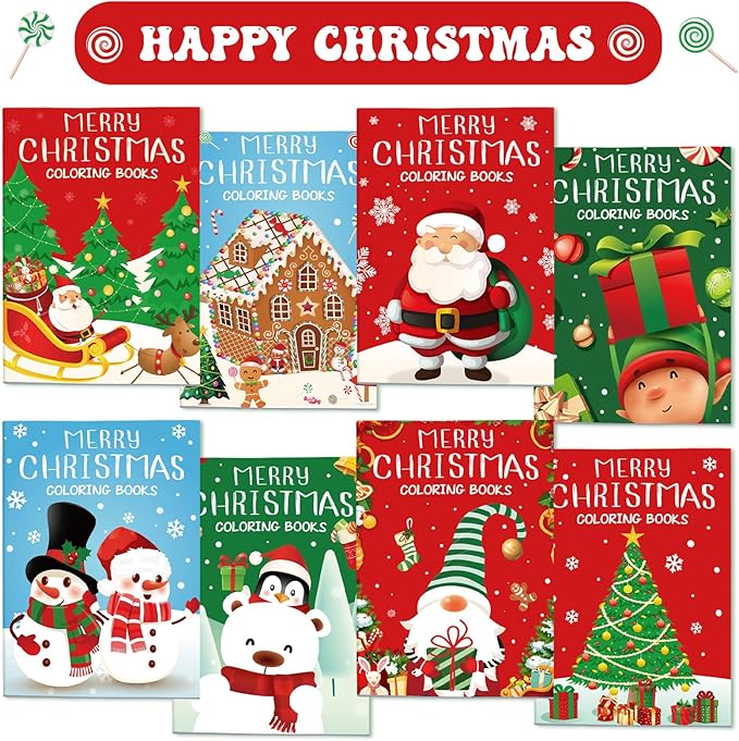 Faccito 24 Pcs Bulk Christmas Coloring Books for Kids Mini Coloring Books Party Favors Xmas DIY Art Drawing Kits for Stocking Stuffer Christmas Party Supplies Goodie Bags Gifts Activities Filler