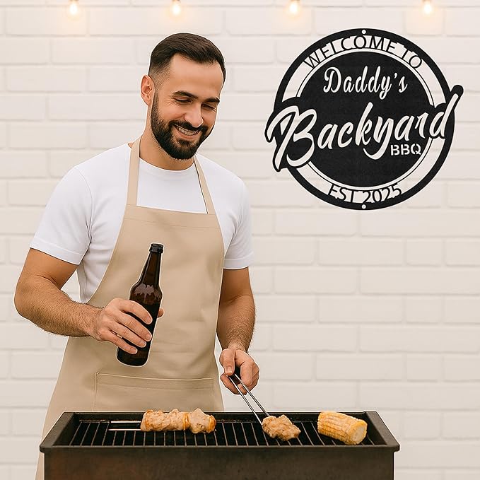 Custom BBQ Grill Metal Sign Personalized Name Wall Art for Outdoor Barbecue Patio Kitchen Backyard Decor Gift for Dad Husband Men Papa Grandpa Father Grilling Enthusiasts Family Lover Funny Gifts 41