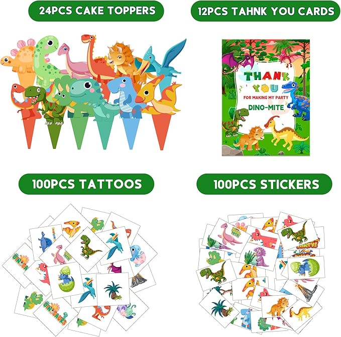 320PCS Dinosaur Birthday Party Decorations Favors Supplies, Dino Goodie Bags Fillers Stuffers for Kids Birthday Gifts
