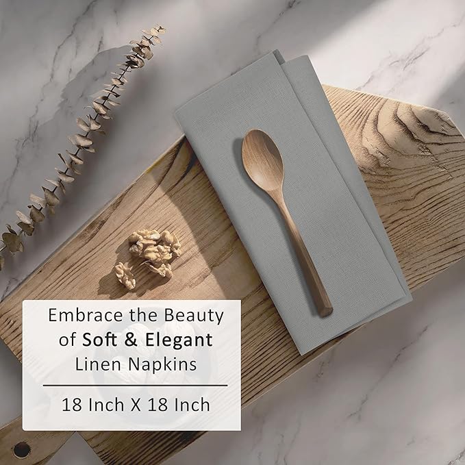 Ruvanti Linen Napkins Set of 12, 18x18 Cloth Napkins, Cotton Linen Blend Napkins Cloth Washable, Soft, Reusable Dinner Napkins for Wedding, Parties, Christmas, Thanksgiving, Everyday Use - Wild Dove