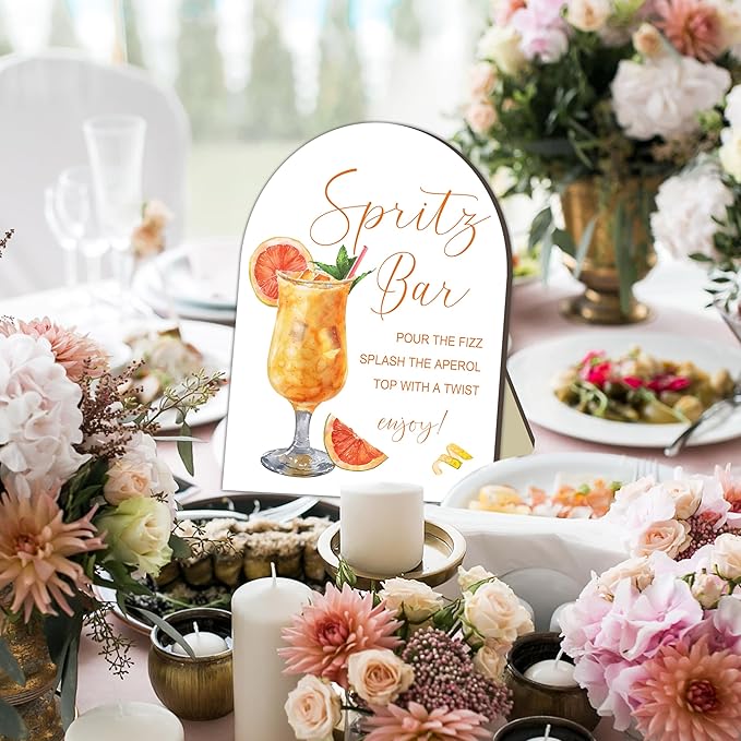 Aperol Spritz Bar Sign, Cocktail Bar Recipe Sign for Wedding, Bride Party Cocktail Ingredients Table Signs, Homemade Cocktails Station Board, DIY Cocktails Drink Recipe for Bridal Shower Decorations