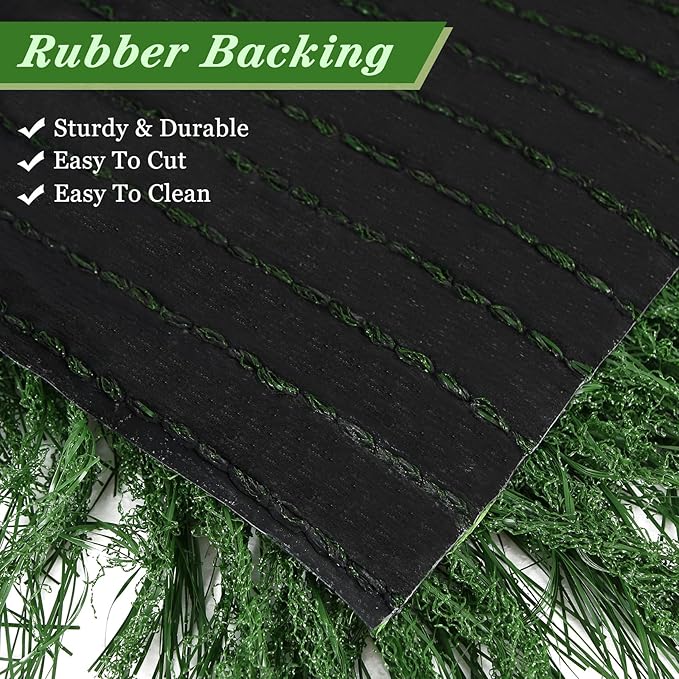 XLX TURF Green Square Fake Grass Placemats for Party Table Centerpiece Golf Theme Spring Summer Decor, Miniature Garden Artificial Thatch for Crafts -11"x11", 6 Pack