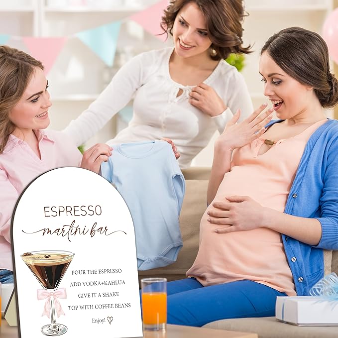Espresso Bar Wooden Table Sign, Martini Bar Sign for Baby Shower, Bride Shower Table Signs, Coffee Station Welcome Board, Coffee Board for Gender Reveal Party, Bridal Party Drink Decoration 8x10 In