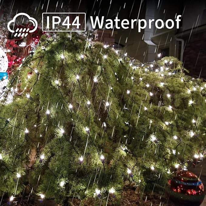 LAMPHOME Led Christmas Net Lights Outdoor Christmas Decorations Lights 150LED 6ftx4ft, Connectable Outdoor Fairy Mesh String Lights for Party, Holiday, Wedding, Tree, Bushes Decorations (White)
