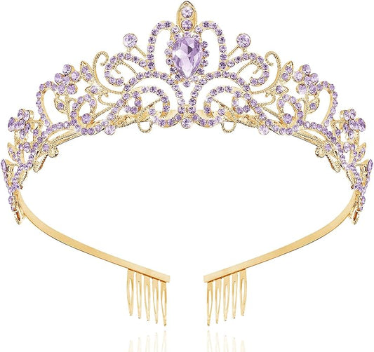 TAROSE Crowns for Women and Girls, Queen Crystal Gold Silver Tiaras with White Rhinestone and Combs, Goddess Crown for Wedding Bride Birthday Princess Bridal Shower Hair Accessories for Women