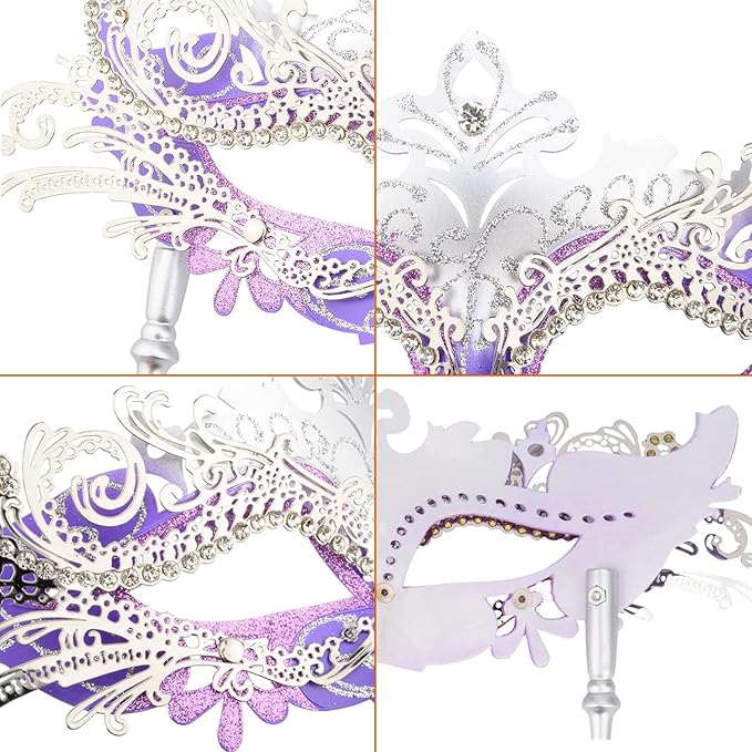 Hoshin Masquerade Mask for Couple, Mardi Gras Deecorations Venetian Masks with Stick for Womens