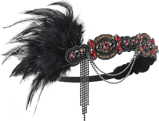 BABEYOND 1920s Flapper Accessories Gatsby Costume Accessories Set 20s Flapper Headband Pearl Necklace Gloves