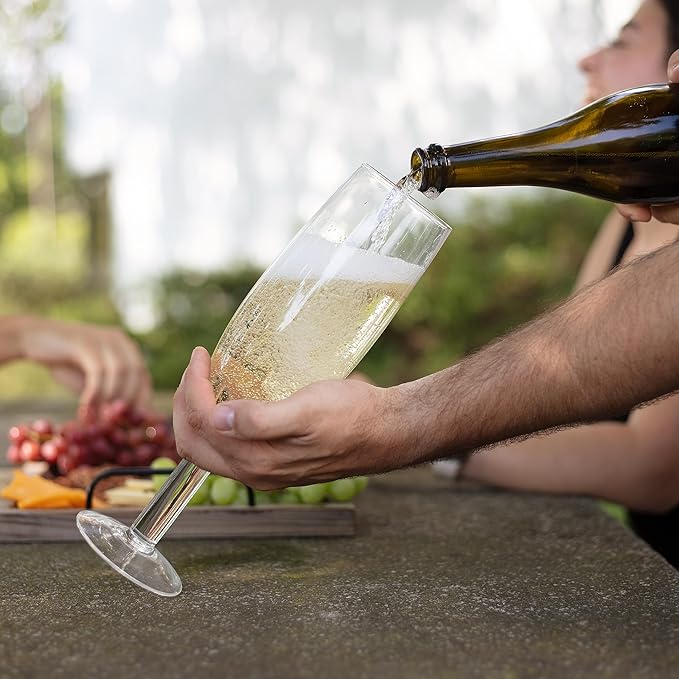 Oversized XL Giant 25oz Champagne Flute - Holds a Full Bottle of Champ - Made of Hand-Blown Glass NOT Plastic - Jumbo Glassware Fun for Thanksgiving, Bachelorette Trips, Birthdays- Holiday Xmas Gift