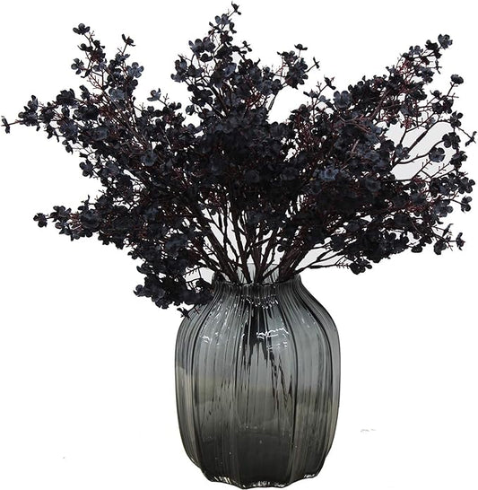 20pcs Babys Breath Artificial Flowers Gypsophila Bouquet Bulk Fake Spring Silk Small Flowers Real Touch Faux Floral for Home Kitchen Garden Wedding Christmas Halloween Party DIY Decor (Black)