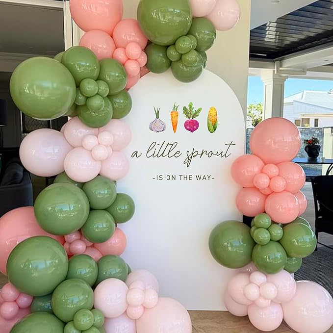 A Little Sprout is on The Way Wall Decal - Baby Shower Party Sticker, Farm Themed Baby Shower Decor, Balloon Arch Backdrop Sticker, Gender Reveal Birthday Party Decoration Decors