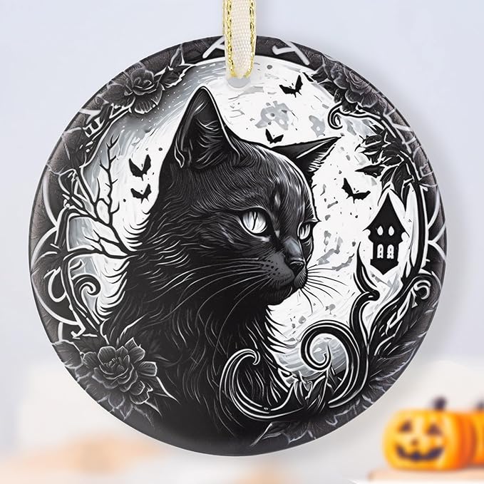 Touber Christmas Ornaments - Tree Decorations for Home - Holiday Present - Gift Idea - Black Cat