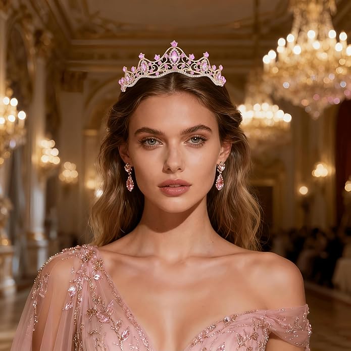 Crystal Crown for Women Girls Elegant Gold Princess Headband Sparkling Rhinestones Queen Tiara for Weddings Birthday Parties Proms Pageant Cosplay