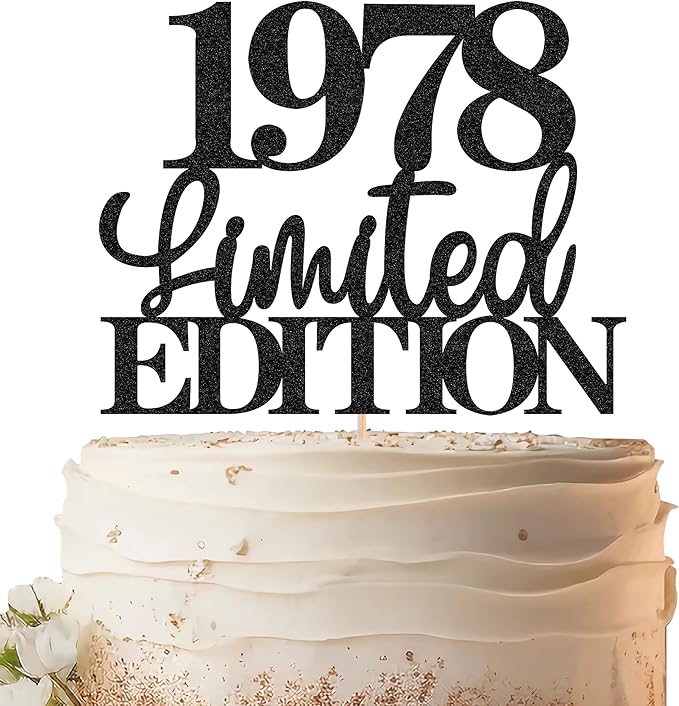 Limited EDITION 1978 Cake Topper - Black Glitter Happy 47th Birthday Party Cake Decoration Supplies, Cheer to 47 Years Cake Bunting Decor for 47th Birthday Party Photo Booth Props