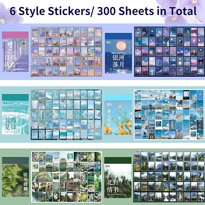 600 Pieces Washi Sticker Set, 12 Set Scrapbooking Diary Planner Album Diary Notebook, Scrapbooking Sticker Journaling Supplies for DIY Arts and Crafts Card Making Laptop Decoration