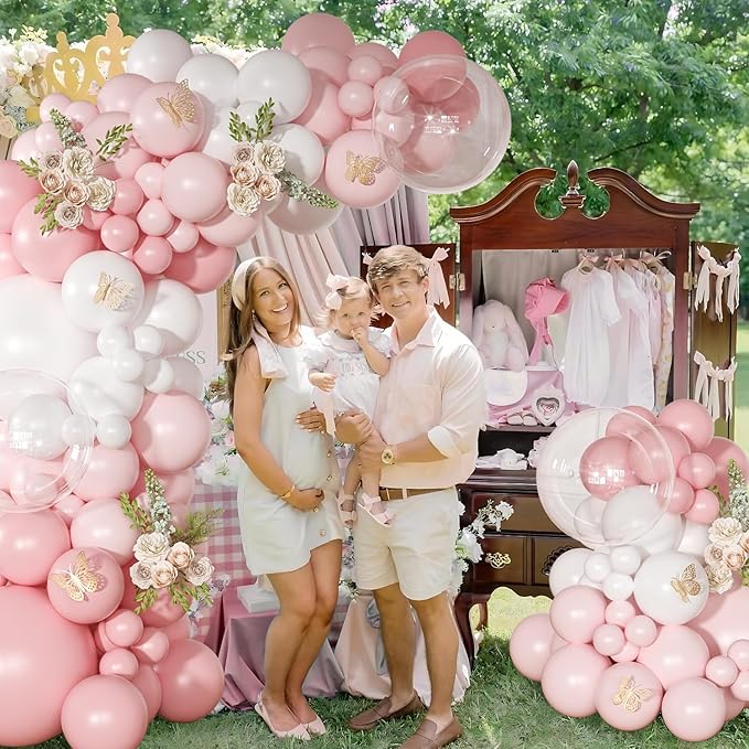 Light Pink Balloon Arch Kit, 126Pcs Baby Pink and White Balloon Garland Kit for Wedding Birthday Baby Shower Gender Reveal Bridal Shower Party Decorations