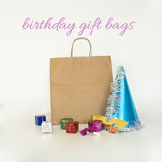 JET PAPER BAGS - 10”x5”x10” Inch [250 Pcs] Brown Paper Bags with Handles Prime for Takeout, Grocery, Goody, Retail, Party, Gifts, Weddings