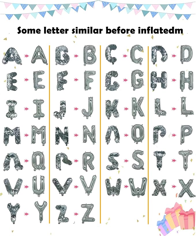 Letter Balloons 16 Inch Mylar Foil Alphabet Letter A-Z Balloons Set for Wedding Birthday Party Decoration Banner Custom Phrase 26 Pieces (rainbow)