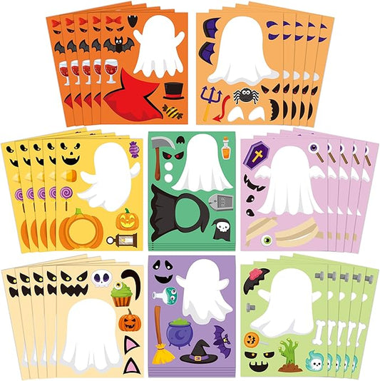 CY2SIDE Halloween Ghost Face Stickers - 40PCS Make Your Own Funny Ghost Stickers Games for Kids School Rewards, DIY Halloween Trick or Treat Party Favors for Classroom Activities Home Fun Project