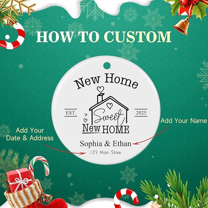 Personalized First Christmas in Our New Home Ornament 2025, Housewarming Gifts New House Photo Christmas Ornaments Christmas Tree Decoration, House Warming Gifts for Couples Owners Men Women