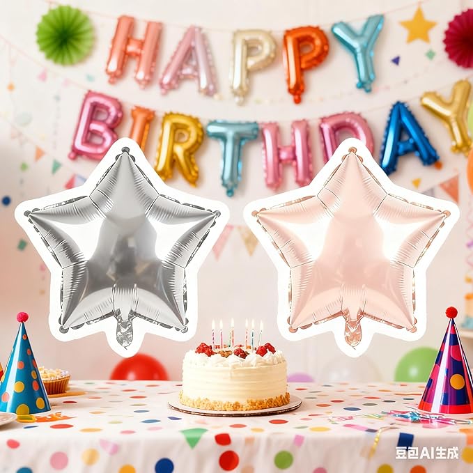 Star Balloons,12Pcs Pink Silver Star Shaped Foil Balloons,18 Inch Large Helium Polyester Film Balloon for Baby Shower Birthday Anniversary Party Decorations