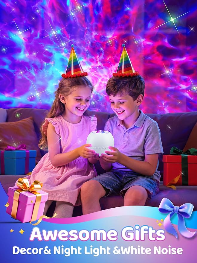 One Fire Galaxy Projector for Bedroom Christmas Gifts for Teen Boys Gifts Women Gifts for Teenage Girls 15 Colors+ 15 White Noise+ Bluetooth Star Projector Night Light for Kids Room Decor Lava Lamp