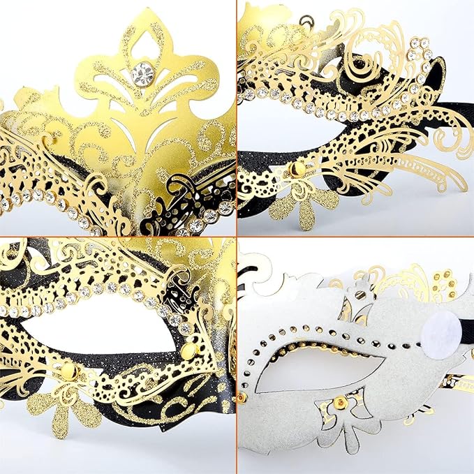 Hoshin Masquerade Mask for Couple, Mardi Gras Deecorations Venetian Masks with Stick for Womens