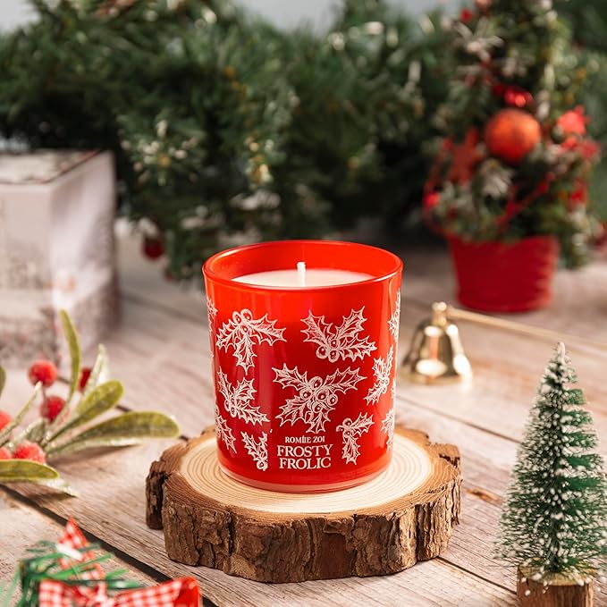 ROMIIE ZOI Christmas Scented Jar Candle - 6oz Soy Wax Candle - Frosty Frolic Infused with Pine Forest Aroma - with Beautiful Keepsake Box Special for Christmas/Holiday Gifts