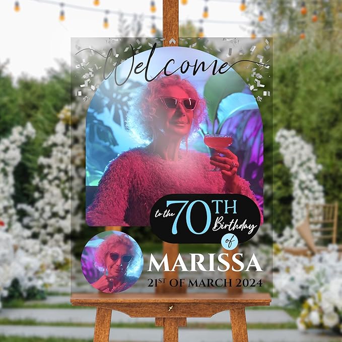 18"x24" Custom Welcome Sign for Party, Personalized Welcome Sign for Birthday Party, Custom Sign in Acrylic, Foam Board, or Coroplast Welcome Signs B (Design G)