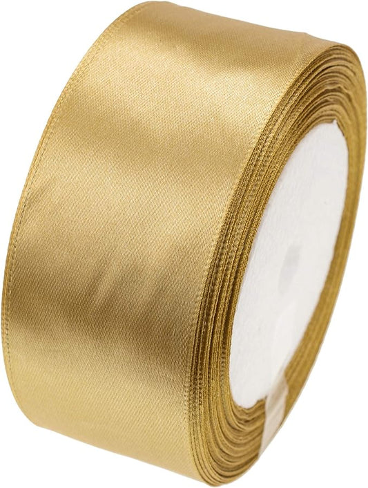 ATRBB 25 Yards 1-1/2 inch Wide Satin Ribbon Perfect for Wedding,Handmade Bows and Gift Wrapping(Dark Gold)