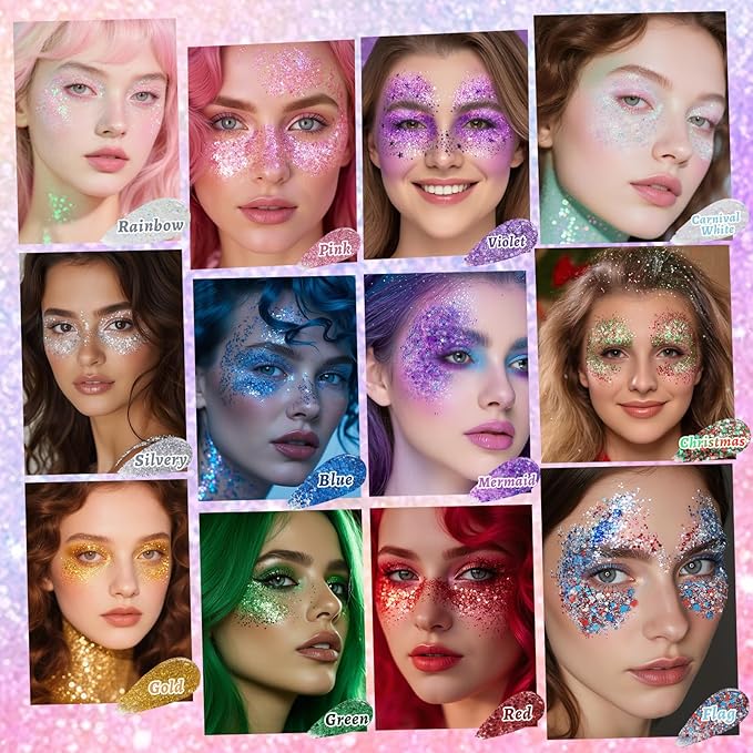 Blue Face and Body Glitter Stick for Sparkling Makeup, Hair Glitter Accessories for Women, Highlighting Stick for Fairy Dust Makeup, Cheerful Face Glitter for Festive Parties and Carnivals