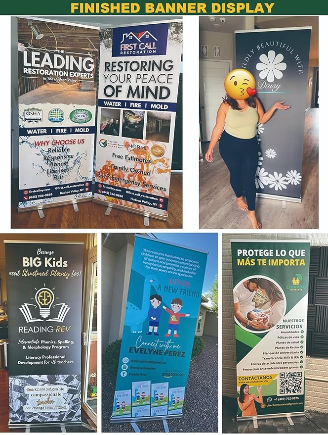 TFEN-Made in USA-Custom Pop up Banner Aluminum Retractable Banner 47"x81", with Stand Roll up Banner for Business, Trade Shows, Stores, Advertising, Events, Custom Banners