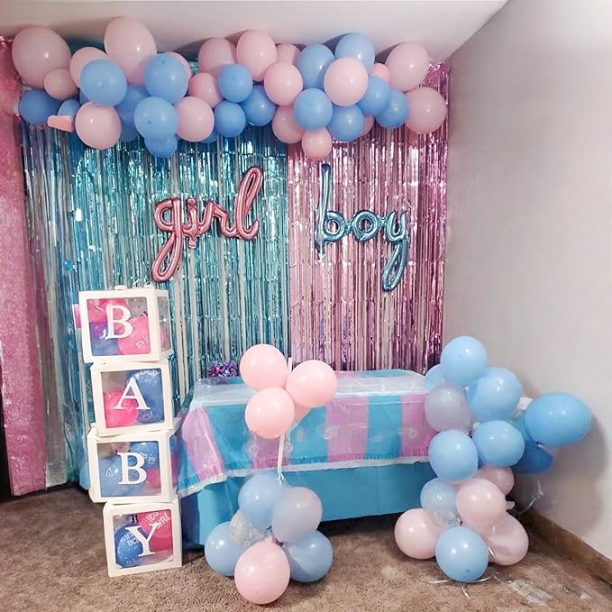 Gender Reveal Balloons, 12 Inch Pink Blue Latex Balloon, Baby Pink and Light Blue Party Helium Balloons for Boys or Girls Baby Shower Gender Reveal Party Decorations Birthday Wedding Supplies
