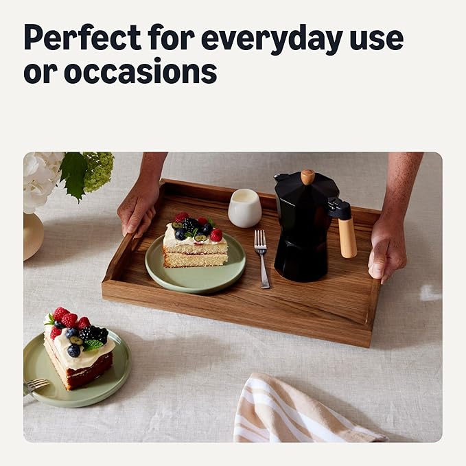 Amazon Basics Wooden Serving Tray, Acacia Wood, 17 x 12 in.